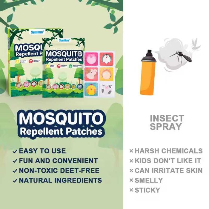 Репелентни лепенки против комари за деца 60 броя пачове Mosquito Patch Stickers for Kids - Plant Based