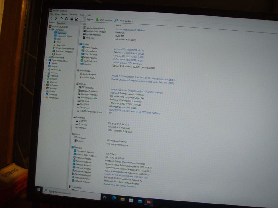 Lenovo IdeaCentre G5 i5-10400F RAM 16Gb SSD 128 + HDD 1Tb GTX1660 6Gb