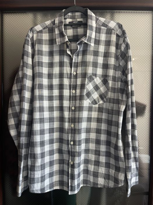 Camasa barbati Koton in carouri gri cu alb - marimea L