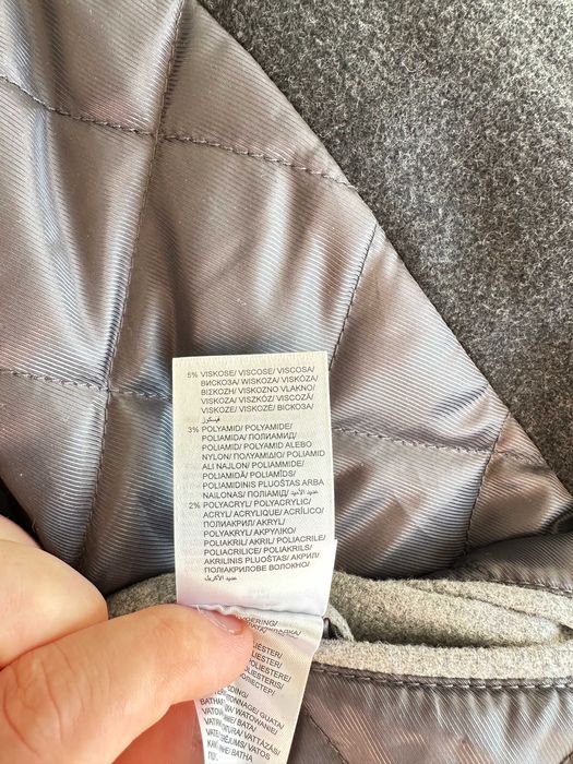 palton lung McNeal, 50% lana, marime M-L, negru, ca nou