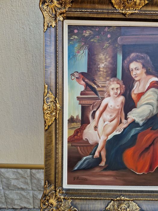 Уникална антикварна белгийска авторска картина масло върху платно