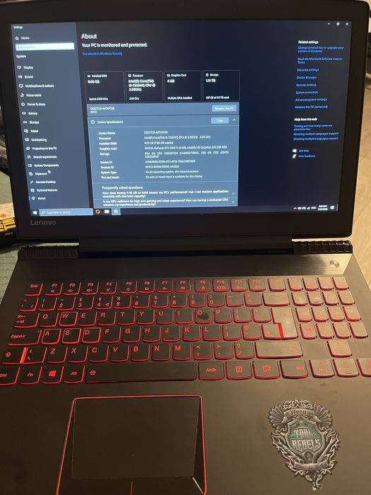 Laptop Gaming Lenovo Legion Y520 – i5-7300HQ / GTX 1050 Ti (4GB) / 8GB RAM / Dual SSD 1.1TB