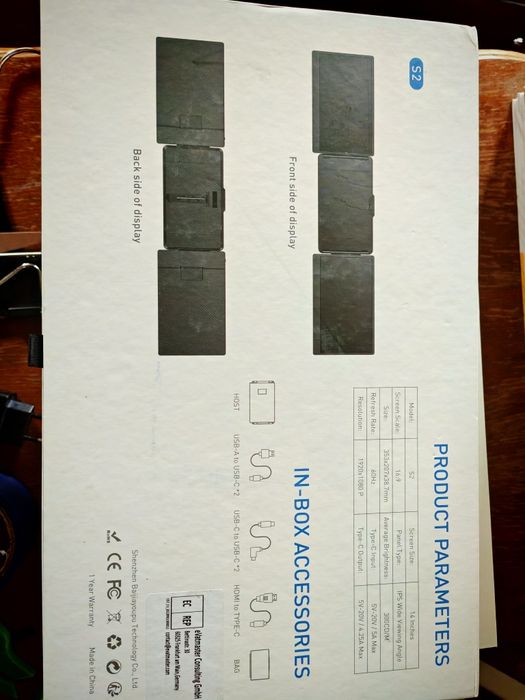 Laptop screen extender, triple screen S2 FHD iPS 14" x2