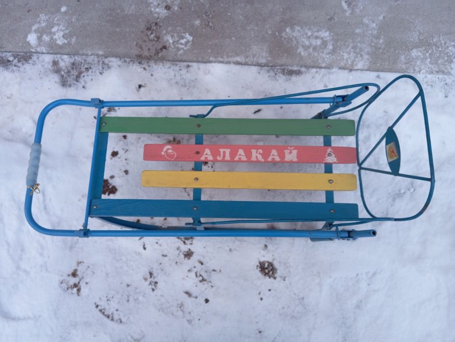 Санки детские со спинкой и ручкой