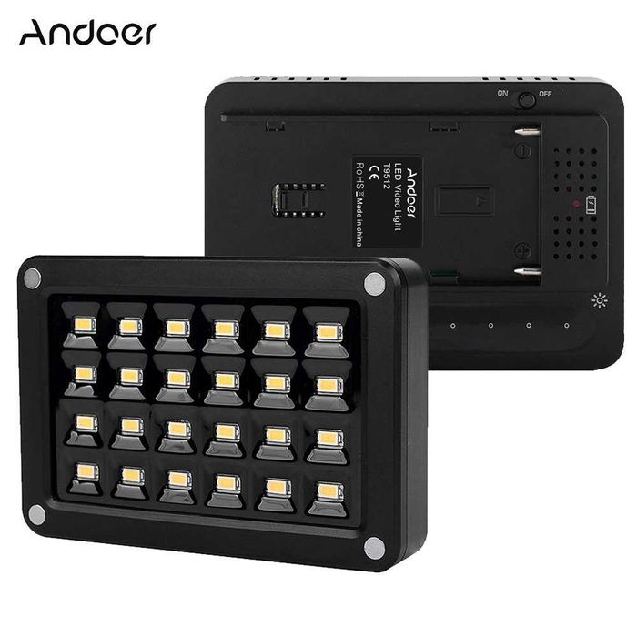 Мини преносима видео лампа,Andoer T9512, 2 бр Филтри-бял и оранжев