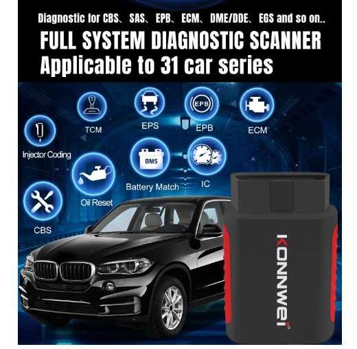 Tester AUTO 2024 Bluetooth OBD2 Scanner KONNWEI Full System OBD II