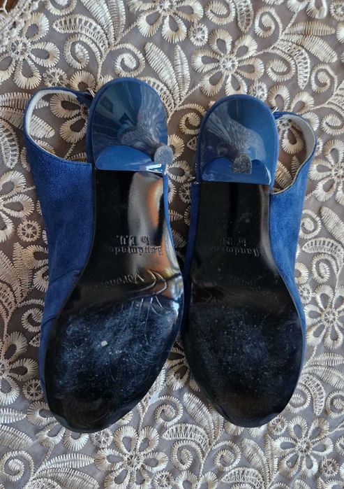Sandale din piele intoarsa bleumarin
