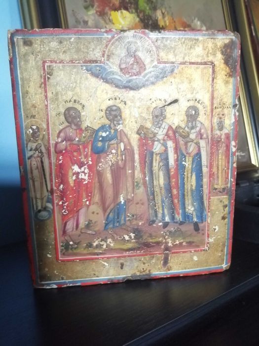 Icoana veche cu sfintii: Petru, Pavel, Nicolae, Marcu - 1800