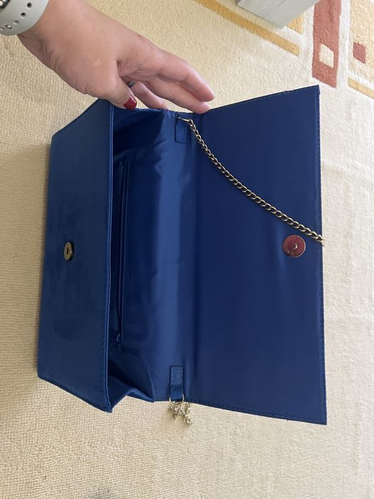 Geanta plic albastra H&M albastru cu lant