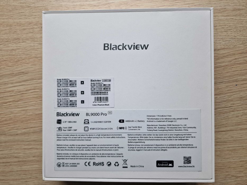 Удароустойчив Blackview BL9000 Pro, IP69, 12+24 GB RAM / 512GB памет, тройна Samsung + FLIR термична камери