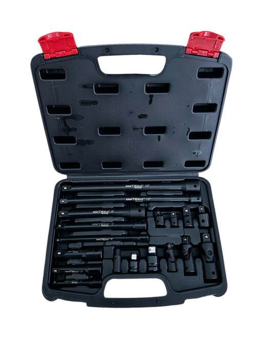 Комплект ударни преходници и удължения 18 части-1/4,3/8,1/2 KraftWelle