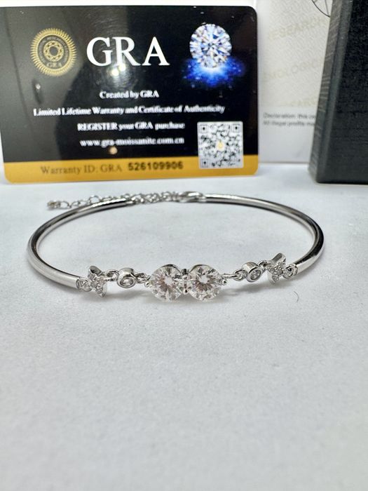 Сребърна гривна с мойсанит (Диамант) 1 карат