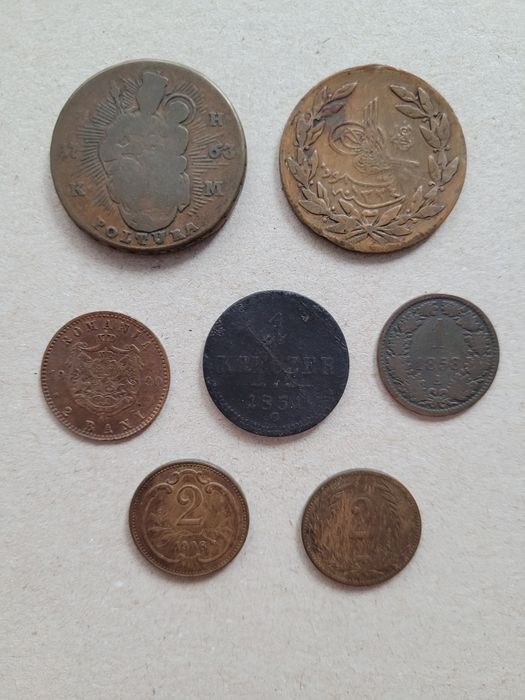 Lot 7 monede vechi cupru