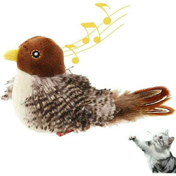 Топ играчка на котки Чуруликаща и мърдаща птица+котешка трева (catnip)