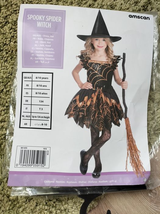 Costum de vrăjitoare pentru fetițe 8-10 ani, pana la 134 cm