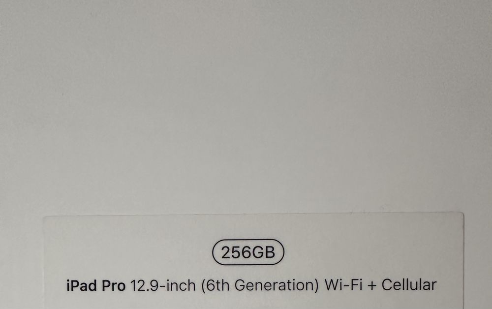 IPad Pro 12.9 (6th generation) 2022, Wi-Fi + Cellular 256 gb