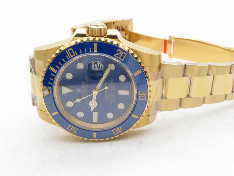 Rolex Submariner 116618LB – жълто злато, син циферблат, керамичен безел – реални снимки