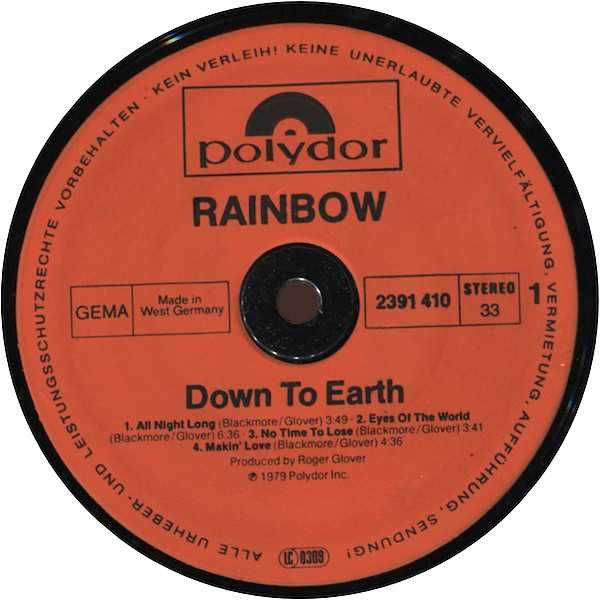 Down to earth rainbow. 1979 - Down to Earth. Рейнбоу 1979. Rainbow 1979 down to Earth LP. Группа Рэйнбоу альбом 1979.