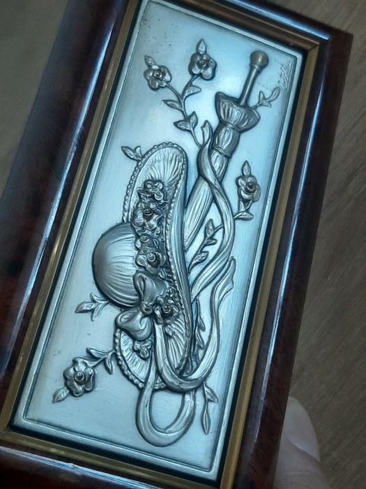 Casetă bijuterii ACCA Italia – Lemn prețios și Argint 925 (Basorelief), Castellani