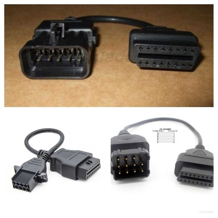 Кабел преходник Opel 10, Renault 12 ,volvo 8 (pin) към 16 pin obd2