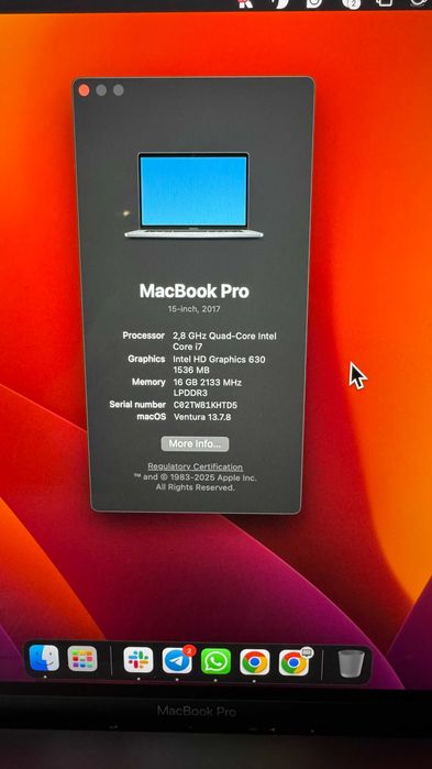 MacBook Pro Retina A1707 2017 cu touch bar