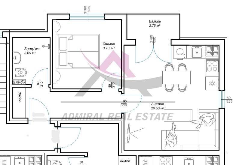 Продава се Двустаен апартамент в Варна, Възраждане 3 - 62 кв.м за 1404 €/кв.м - Снимка #2