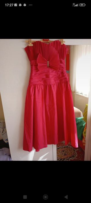 Rochie elegantă saten ciclamen mar M