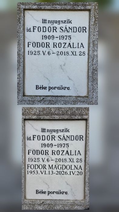 Inscripționare / completare dată de deces pe monumente funerare
