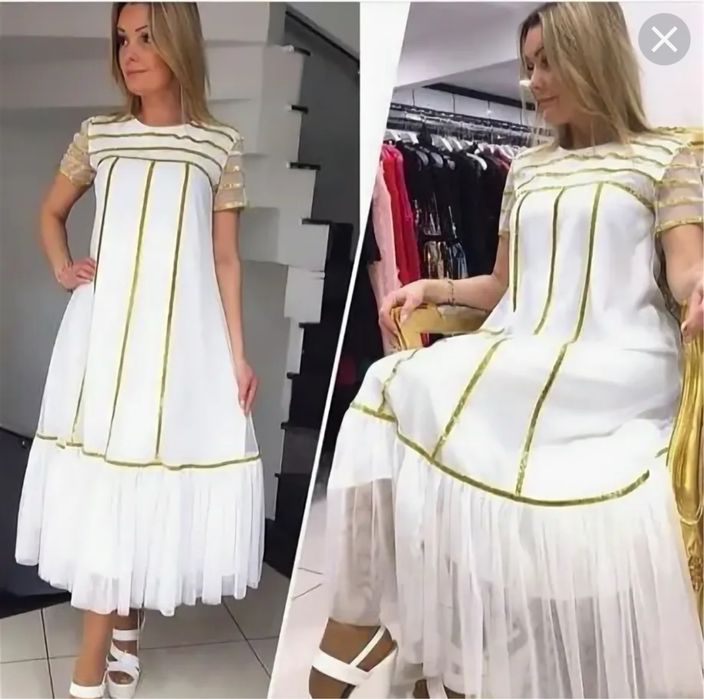 Белое нарядное платье