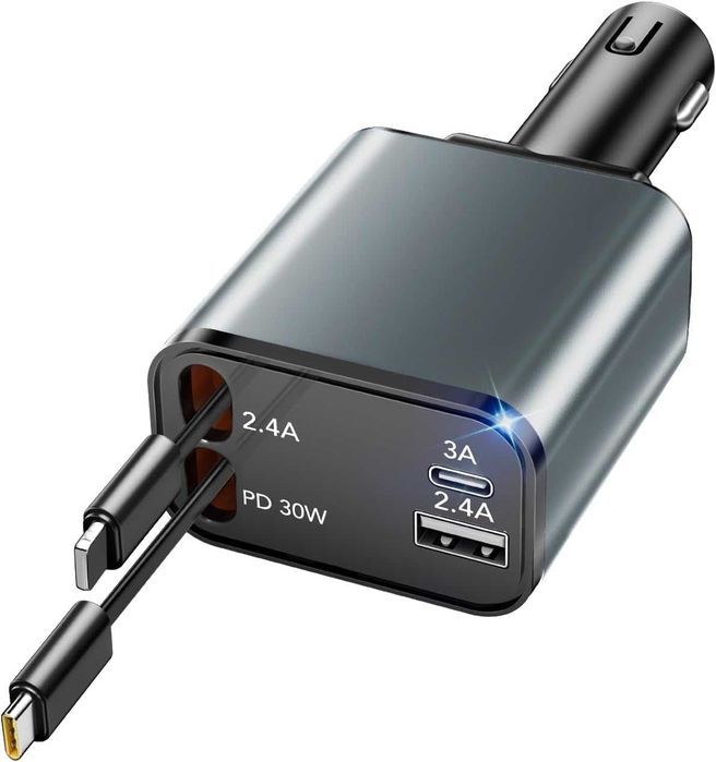 100W Бързо Зарядно за Кола Разтегателни Кабели LED Дисплей Подарък