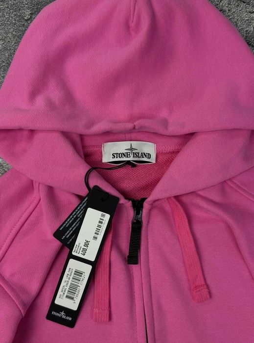 Суитшърт с цип Stone Island розов суитшърт с цип Stone Island, Stone Island Stone суитшърт дамски унисекс спортен суитшърт розово худи розово облекло.