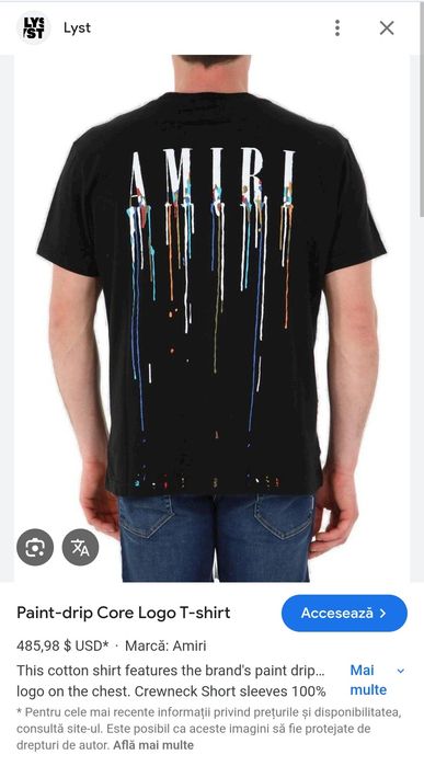 Tricou Amiri paint alb negru