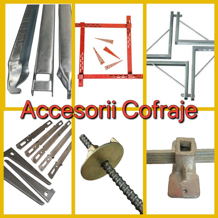 Accesorii cofraje doka: tije, bara filetata, montanti cravate vincluri coltare distantier pene bete fluturi broscute blocator morsete