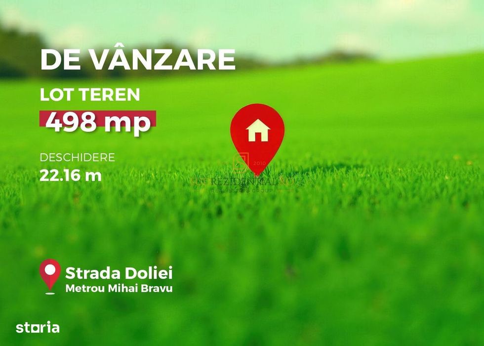 Teren 498mp de vanzare, metrou Mihai Bravu,ideal dezvoltare imobiliara
