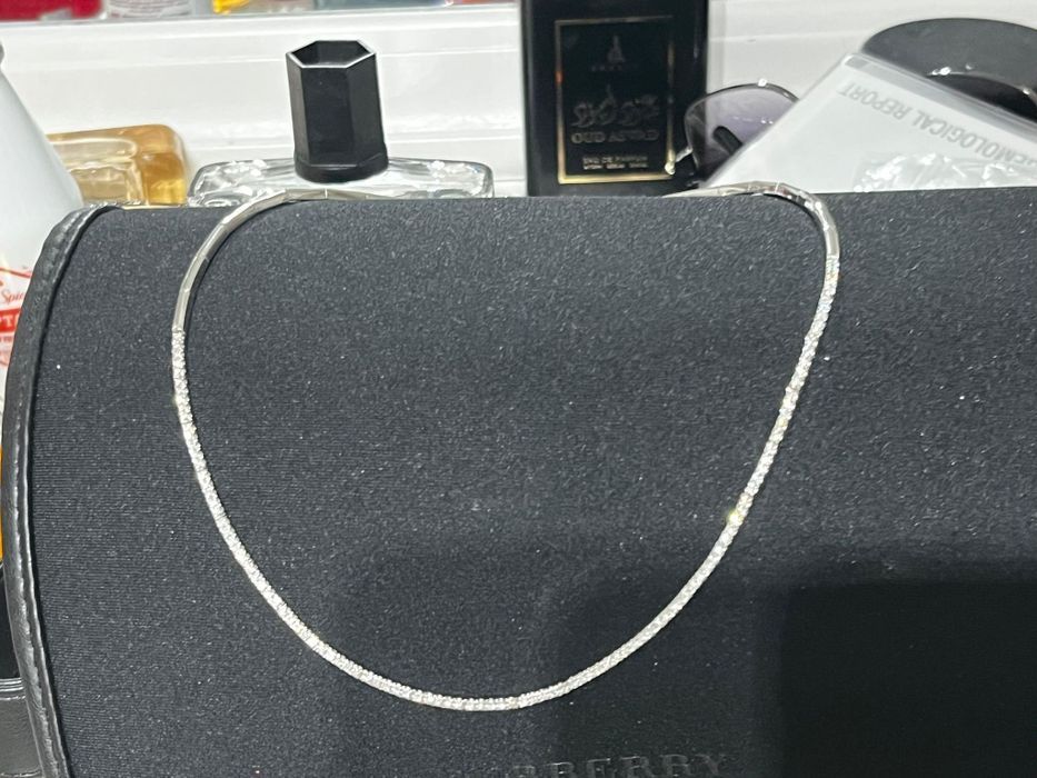 Colier tennis aur alb 18kt cu diamante