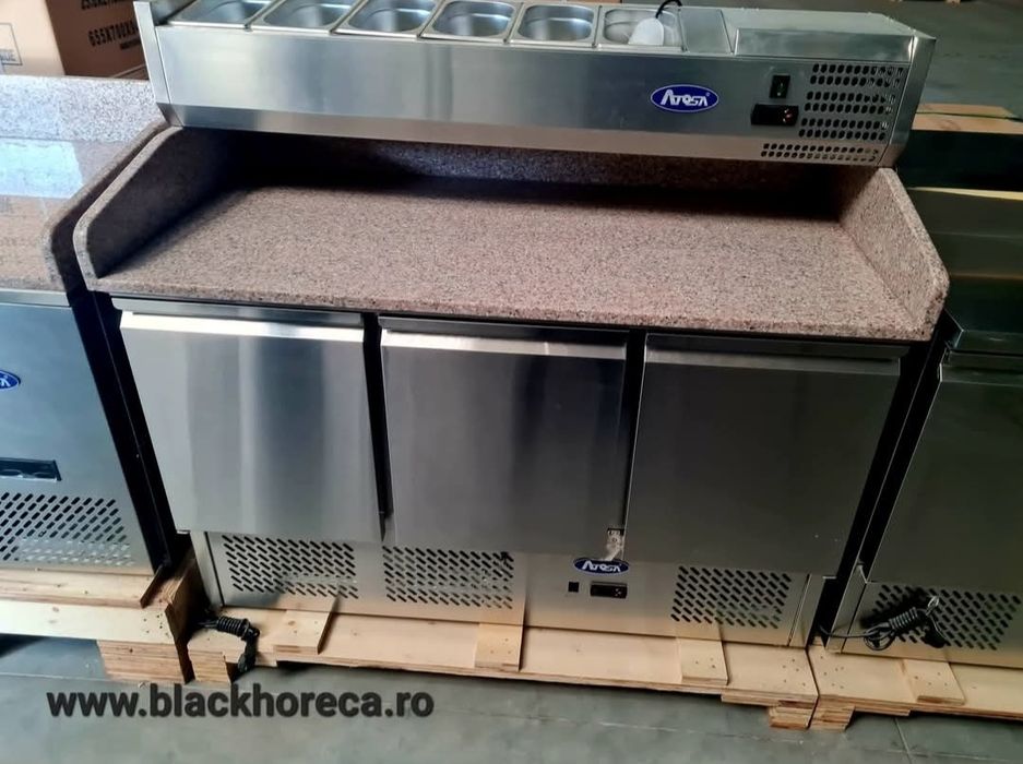 Masa rece pizza 3 usi cu granit si salatiera 1365x700mm  NOU-GARANTIE