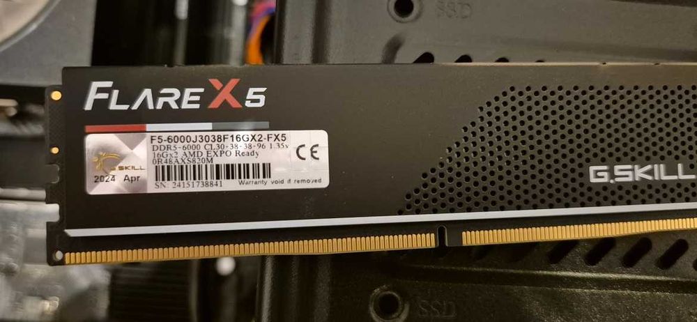 Продавам компютър CPU Ryzen 9 7900, ASROCK B650M-HVD/М.2, RAM 2x16GB G.SKILL Flare X5 Black DDR5 6000 CL30