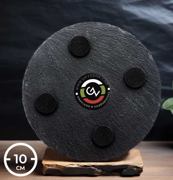 Подложка за чаша от черен камък зодия ДЕВА с име по избор