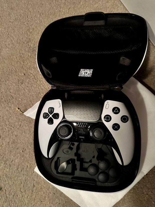 controler Play station Dual sense Edge , nefolosit , alb cu toate accesoriile , carcasa protectie , accesorii , alb
