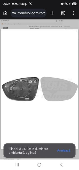 OEM Sticla oglinda, oglinda retrovizoare exterioara VAN WEZEL * HAGUS * 5849838