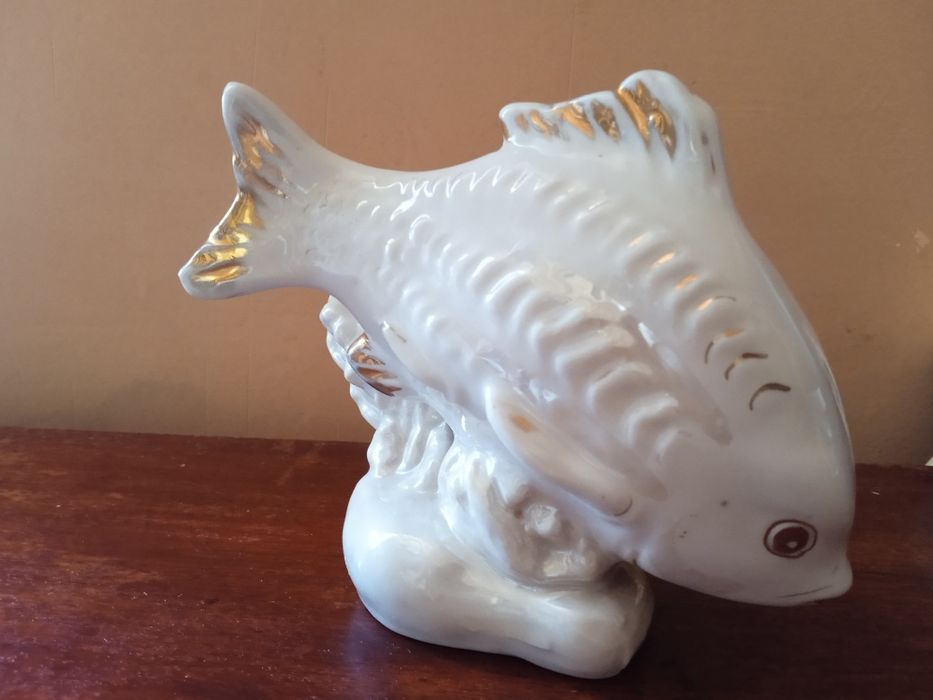 Статуэтка интерьерная фарфор Дулёво "Карп",1957 г