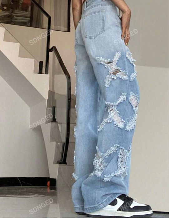 Blugi denim rupti in X Shein