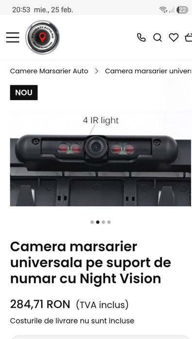 Camera de mers inapoi  cu suport număr inmatriculare ci infraroșu