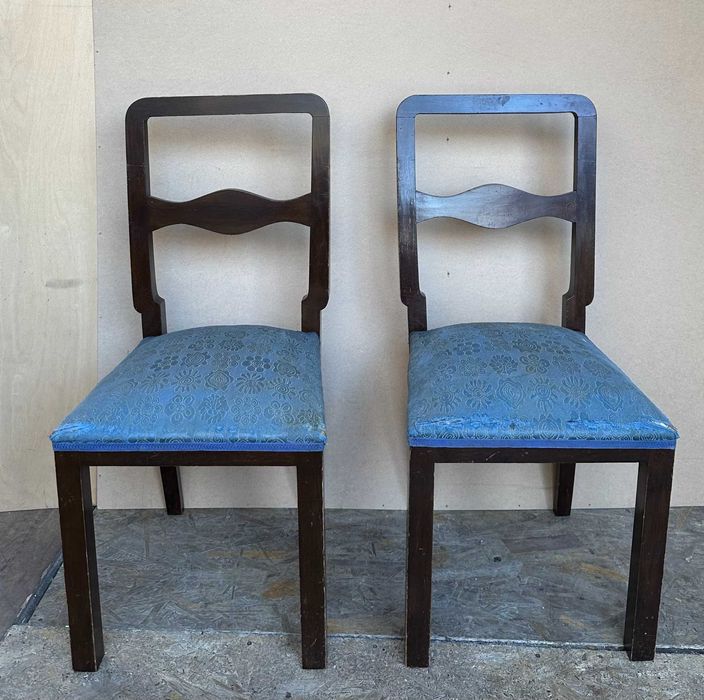 Set 2 Scaune Vintage cu sezut tapitat si cadru din lemn; Scaun