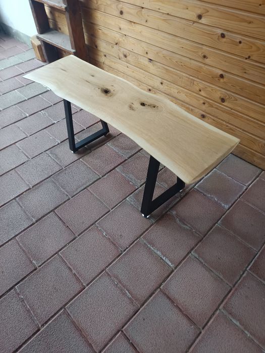 Banca hol , cuier blat stejar și picioare metalice reglabile