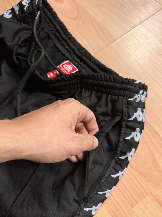 Pantaloni popper pants joggers trousers tearaway retro Kappa omini logo wide leg logo tape size XS