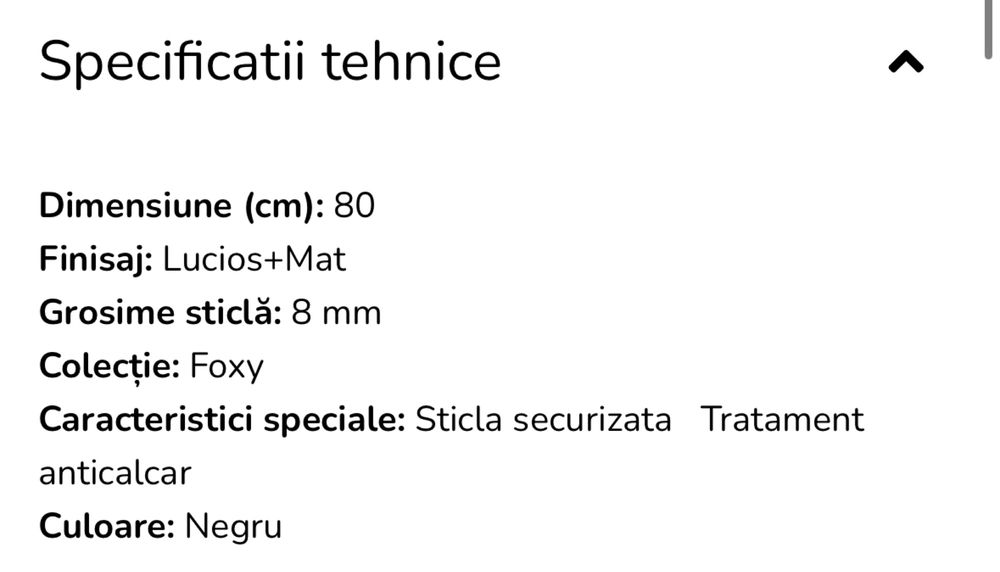 Paravan de duș Walk-In Fluminia Foxy Black 80x200 cm – Nou, sigilat, cu garanție și factură