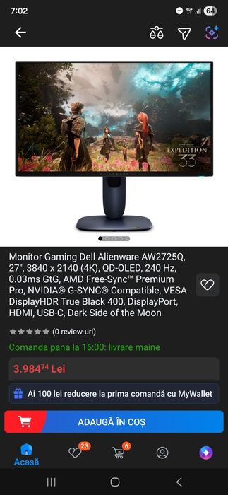 Alienware 27 4K QD-OLED Gaming Monitor - AW2725Q