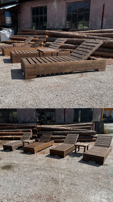 Дървен масивен шезлонг Макси