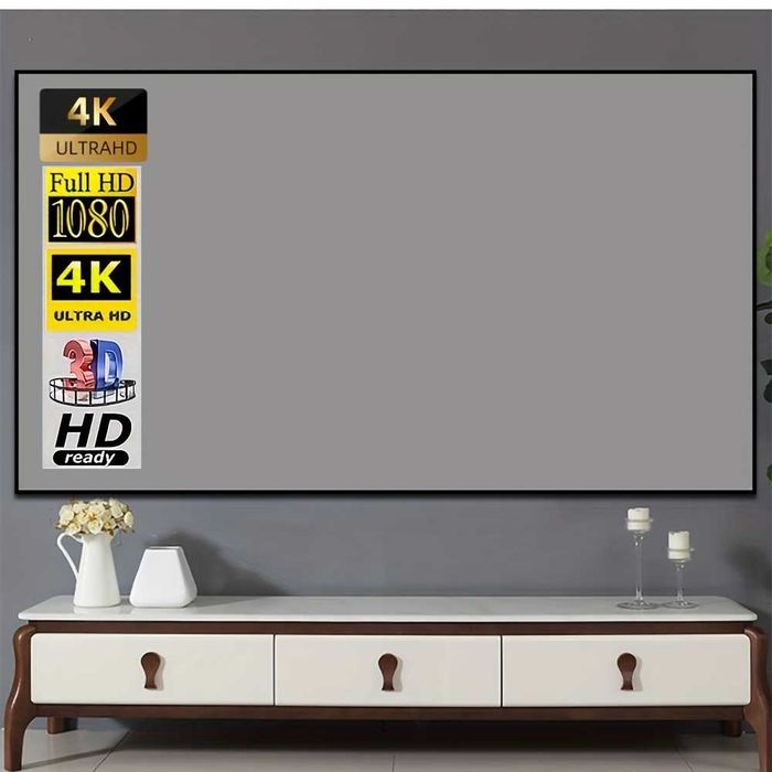 120/84/100инчa метален антирефлексен проекторен екран 16:9 Сгъваем